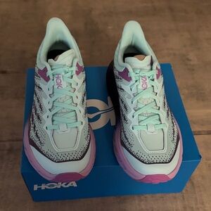 Hoka Women’s Speed goat 5 Sneakers - Aqua and Magenta most comfortable shoes!!